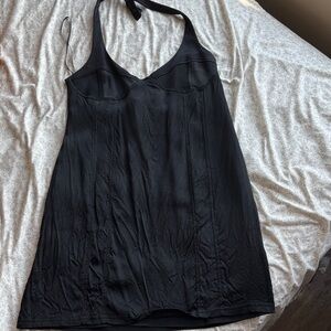 Black halter top dress